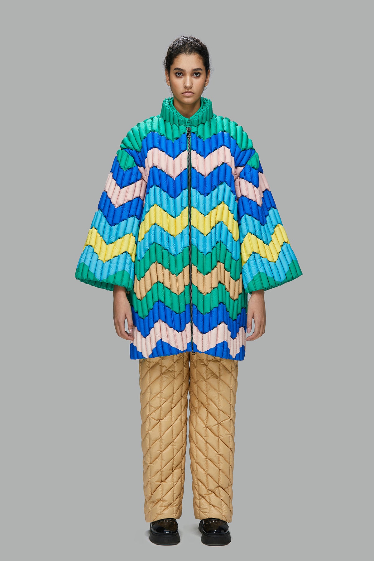 GEOMETRIC WAVY LOOSE DOWN COAT