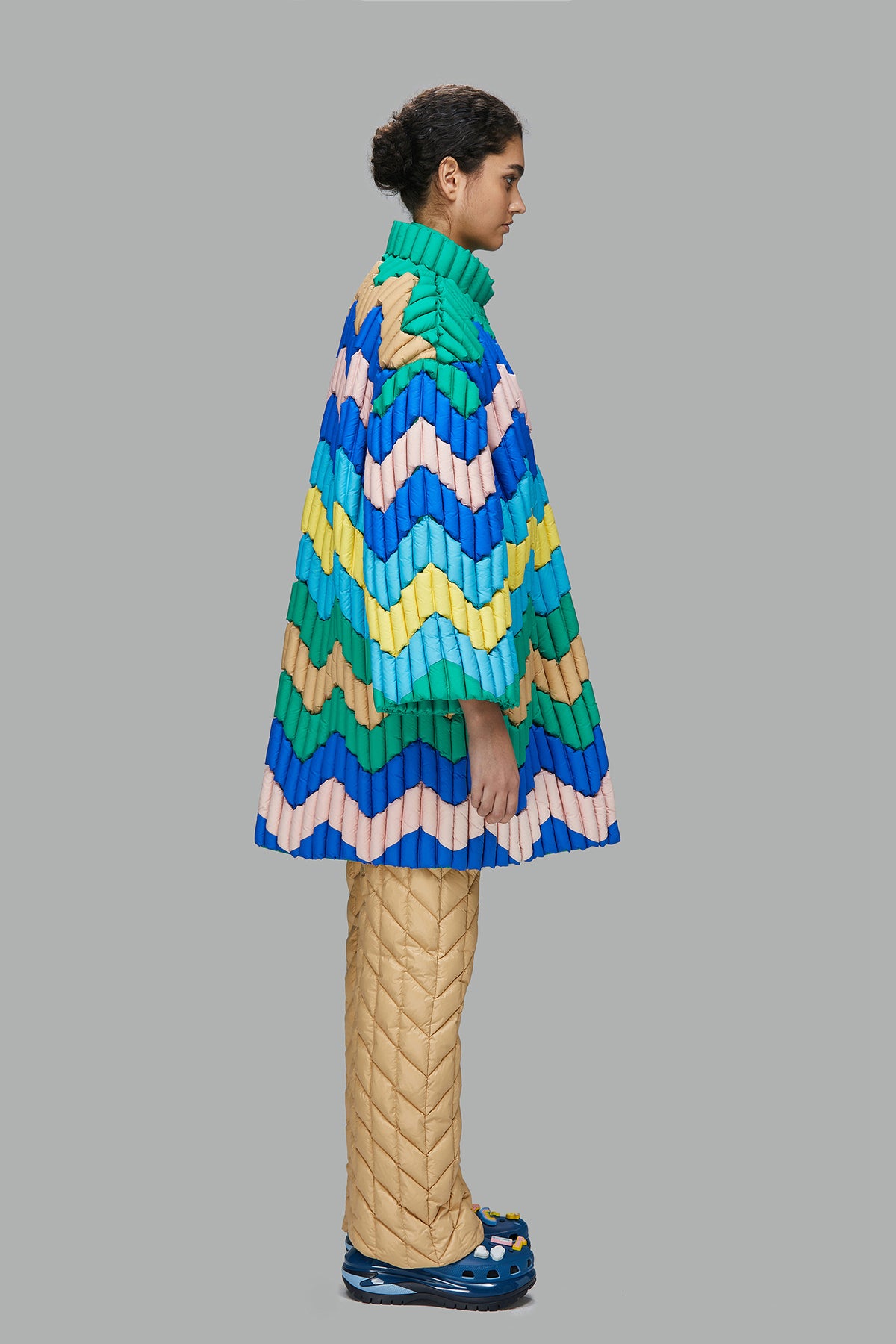 GEOMETRIC WAVY LOOSE DOWN COAT