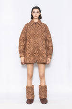 RAXXY QUILTED STRIPE GOOSE DOWN COAT