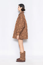 RAXXY QUILTED STRIPE GOOSE DOWN COAT