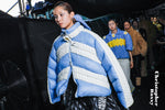 WOVEN PATTERN COLOR BLOCK GOOSE DOWN JACKET