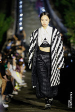 BLACK&WHITE RATTAN STYLE GOOSE DOWN COAT