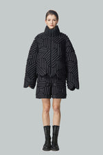 BLACK CAMO TEXTURED DOWN JACKET