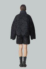 BLACK CAMO TEXTURED DOWN JACKET