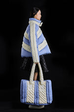 WOVEN PATTERN COLOR BLOCK GOOSE DOWN JACKET