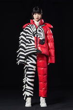 RAXXY x AURETA Handmade zebra pattern down jacket