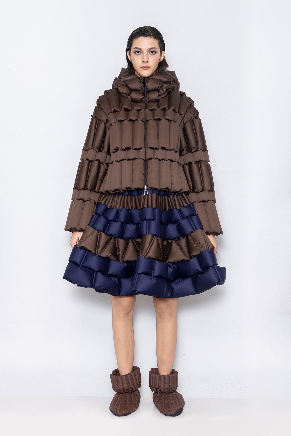 RAXXY CLASSIC SLUB HOODED GOOSE DOWN JACKET