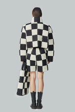 CHECKRBOARD BISCUIT GRAIN GEOMETRIC PROFILE JACKET
