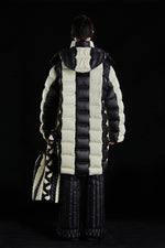 BLACK&WHITE WOVEN STYLE GOOSE DOWN COAT