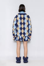 RAXXY DIAMOND PATTERN V-NECK GOOSE DOWN CARDIGAN