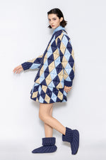 RAXXY DIAMOND PATTERN V-NECK GOOSE DOWN CARDIGAN