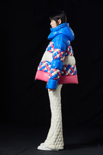 OVERSIZED OCEAN COLOR KNITTING CRAFT GOOSE DOWN JACKET