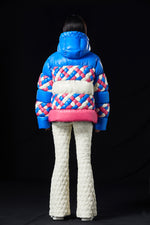OVERSIZED OCEAN COLOR KNITTING CRAFT GOOSE DOWN JACKET