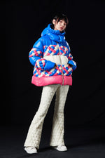 OVERSIZED OCEAN COLOR KNITTING CRAFT GOOSE DOWN JACKET