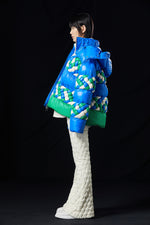 OVERSIZED OCEAN COLOR KNITTING CRAFT GOOSE DOWN JACKET