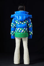 OVERSIZED OCEAN COLOR KNITTING CRAFT GOOSE DOWN JACKET