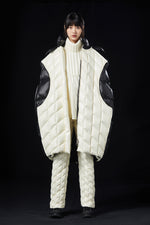OVERSIZED ELEGANT WHITE PUFF WAIST SILHOUETTE DECONSTRUCTED GOOSE DOWN JACKET