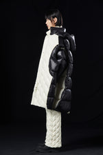 OVERSIZED ELEGANT WHITE PUFF WAIST SILHOUETTE DECONSTRUCTED GOOSE DOWN JACKET