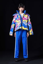 OVERSIZED OCEAN CAMOUFLAGE PAPER-CUT CRAFT GOOSE DOWN JACKET