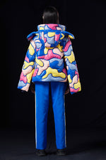 OVERSIZED OCEAN CAMOUFLAGE PAPER-CUT CRAFT GOOSE DOWN JACKET