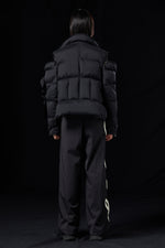 DECONSTRUCTED STYLE LOCOMOTIVE GOOSE DOWN JACKET