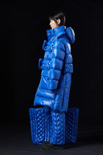 SOLID COLOR WEAVE HORNED GOOSE DOWN COAT