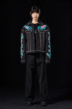 CHINESE FLOWER&BUTTERFLY PAPER CUTTING CRAFT RAXXY DENIM GOOSE DOWN JACKET