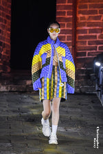 5-DIMENSIONAL TEXTURE COLOR BLOCK GOOSE DOWN JACKET