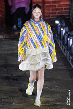 5-DIMENSIONAL COLOR WOVEN PATTERN GOOSE DOWN SWEATER