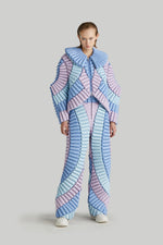 COLOUR PLANT STEM AND LEAF VEINED LAPEL GOOSE DOWN JACKET