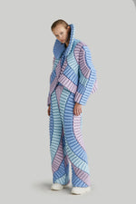 COLOUR PLANT STEM AND LEAF VEINED LAPEL GOOSE DOWN JACKET