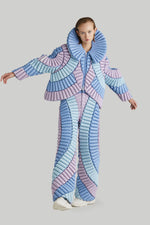 COLOUR PLANT STEM AND LEAF VEINED LAPEL GOOSE DOWN JACKET