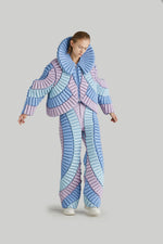 COLOUR PLANT STEM AND LEAF VEINED LAPEL GOOSE DOWN JACKET