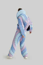 COLOUR PLANT STEM AND LEAF VEINED LAPEL GOOSE DOWN JACKET