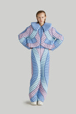 COLOUR PLANT STEM AND LEAF VEINED LAPEL GOOSE DOWN JACKET