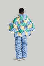 TRICOLOR THREE DIMENSIONAL GRAIN GOOSE DOWN JACKET