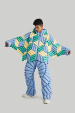 TRICOLOR THREE DIMENSIONAL GRAIN GOOSE DOWN JACKET