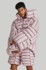 HORIZONTAL CHECKERBOARD OVERSIZED GOOSE DOWN COAT