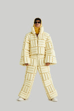 HORIZONTAL CHECKERBOARD GOOSE DOWN JACKET