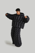 CLASSIC BAMBOO STRIPES OVERSIZED GOOSE DOWN PUFFER