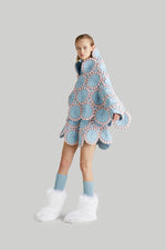 RAXXY PINK&BLUE FIREWORK GOOSE DOWN SHAWL