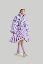 HORIZONTAL CHECKERBOARD GOOSE DOWN JACKET