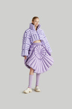 HORIZONTAL CHECKERBOARD GOOSE DOWN JACKET