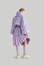 HORIZONTAL CHECKERBOARD GOOSE DOWN JACKET