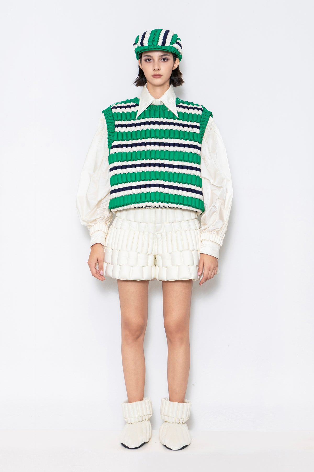 RAXXY THREE-COLOR STRIPES GOOSE DOWN VEST