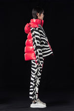 RAXXY x AURETA Handmade zebra pattern down jacket