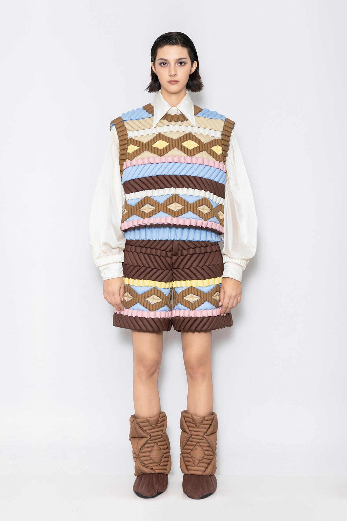 RAXXY FAIR ISLE PATTERN GOOSE DOWN VEST