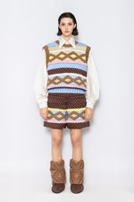 RAXXY FAIR ISLE PATTERN GOOSE DOWN VEST