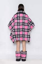 RAXXY CLASSIC SCOTTISH TARTAN NOTCHED COLLAR GOOSE DOWN SHAWL