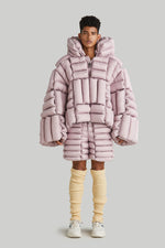 HORIZONTAL CHECKERBOARD OVERSIZED GOOSE DOWN COAT